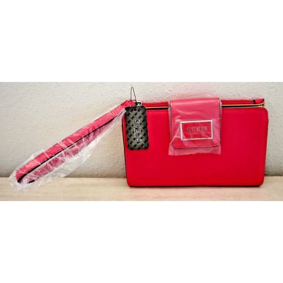 Guess BM602637 Women's Fuchsia Abree SLG Wristlet Clutch Wallet Phone Case - Picture 1 of 6